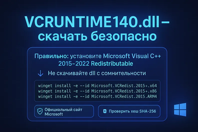 Скачиваем VCRUNTIME140.dll безопасно