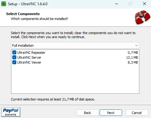 Процесс установки UltraVNC 