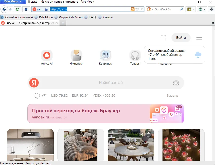 Интерфейс Pale Moon