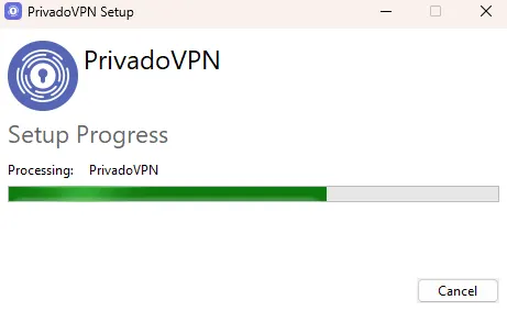 Процесс установки PrivadoVPN