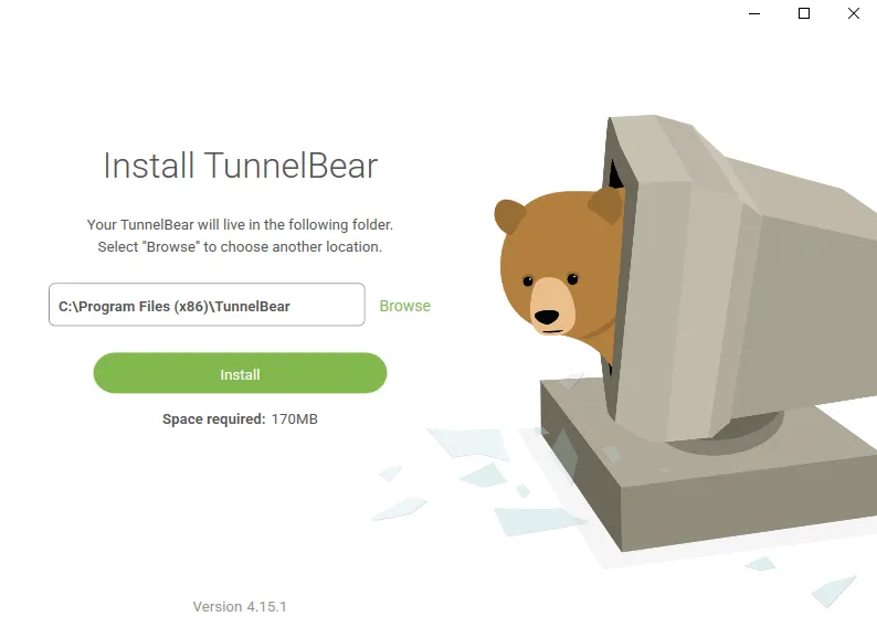Процесс установки TunnelBear