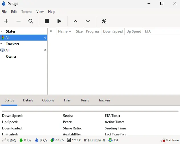Интерфейс Deluge