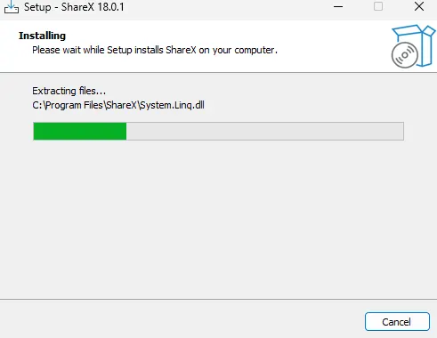Процесс установки ShareX