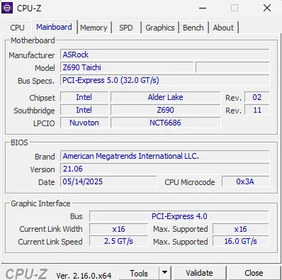 Вкладка материнская плата программы CPU‑Z